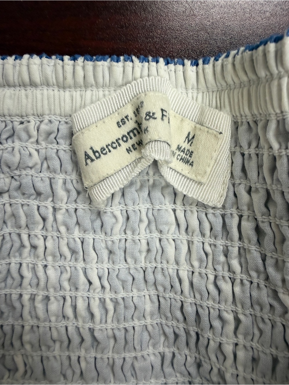 Abercrombie & Fitch Blue White Stripe Strapless Tube Mini Dress Smocked Size M - Picture 7 of 9